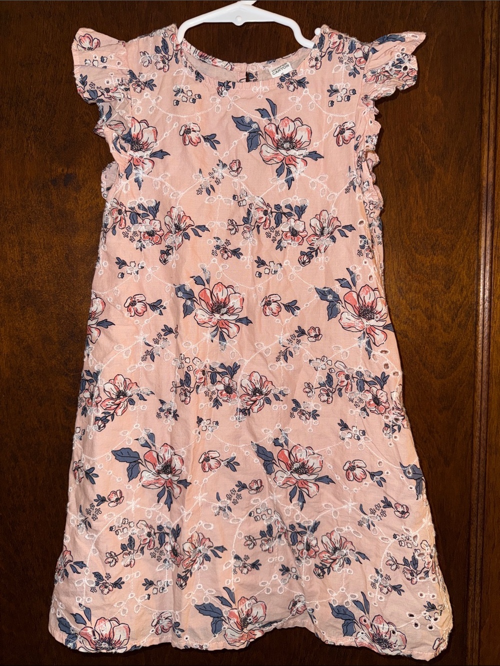 Harper Canyon Peach Floral Dress with Navy Accents